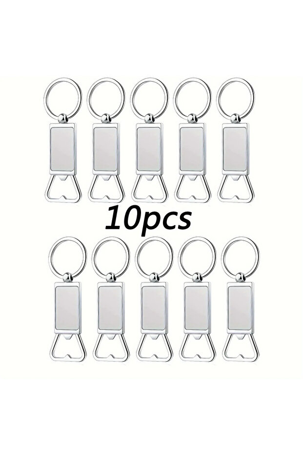Silver 10pcs Sublimation Multifunction DIY Blank Keychains&Bottle Opener Aluminum Heat Transfer Key