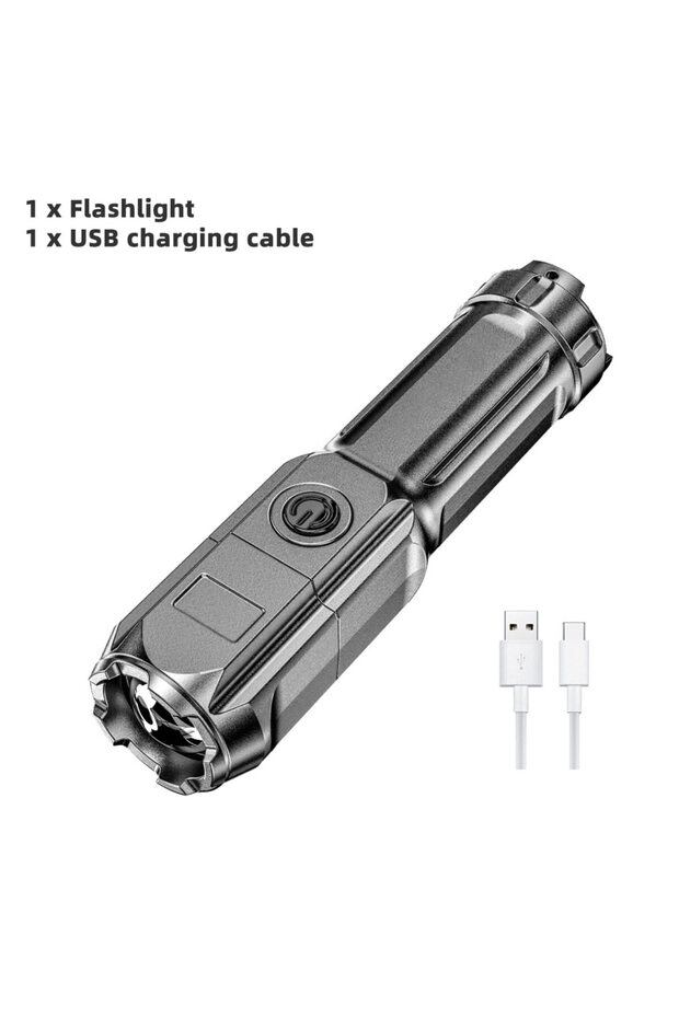 Packing list High Power LED Flashlight USB Rechargeable Torch Portable Zoomable Camping Light 3 Ligh