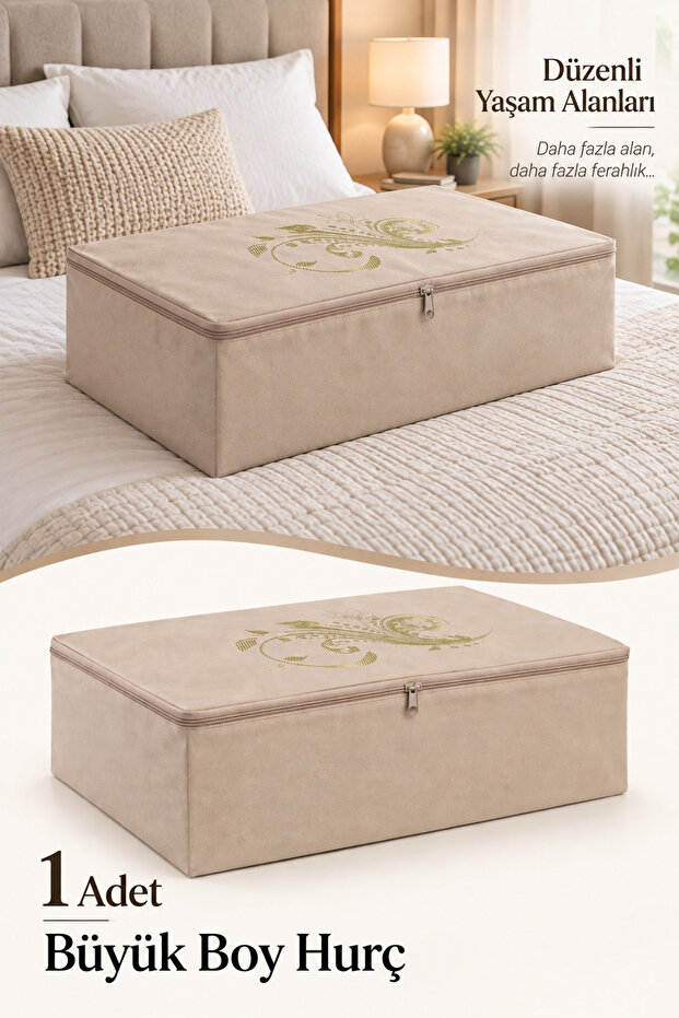 Storage Bag - Organizer - Storage Bag Beige - under Bed Quilt Blanket Closet Organizer