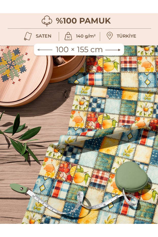100% Cotton Satin Patchwork Fabric – 155×100 cm – for Sewing and DIY