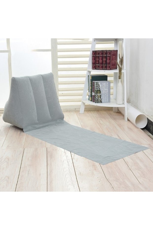 133x45x48cm Gray Inflatable Wedge Pillow With Mat PVC Flocking Travel Portable Back Support Triangle