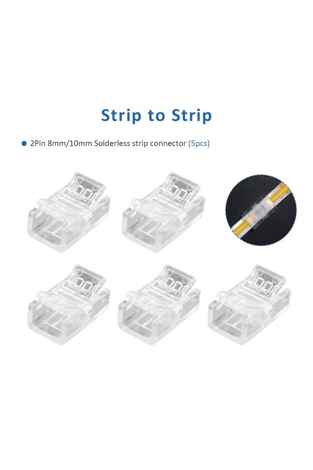 2P 8mm Strip to strip 2 Pin 8mm 10mm LED Strips Connector Strip to Strip Power Wire Jumper Connector