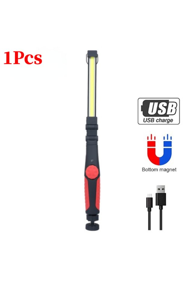 1Pcs Red 1/2/4Pcs COB Work Light Rechargeable LED 360° Rotate Folding Flashlight Super Bright Handle