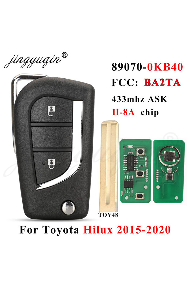 with H-8A chip jingyuqin 89070-0KB40 BA2TA 2BTN Remote Flip Key 433MHz H-8A Chip FOB For Toyota Hilu