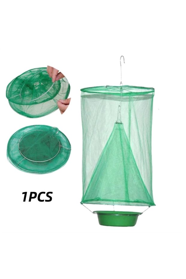 1PCS green 1PCS Fly Catcher Killer Pest Control Reusable Hanging Fly Trap Flytrap Cage Net Traps Gar