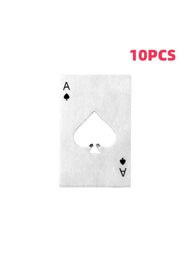 Silver-10PCS 10PCS Stainless Steel Ace of Spades Bottle Opener Creative Tool Multi-Purpose Beer Bott