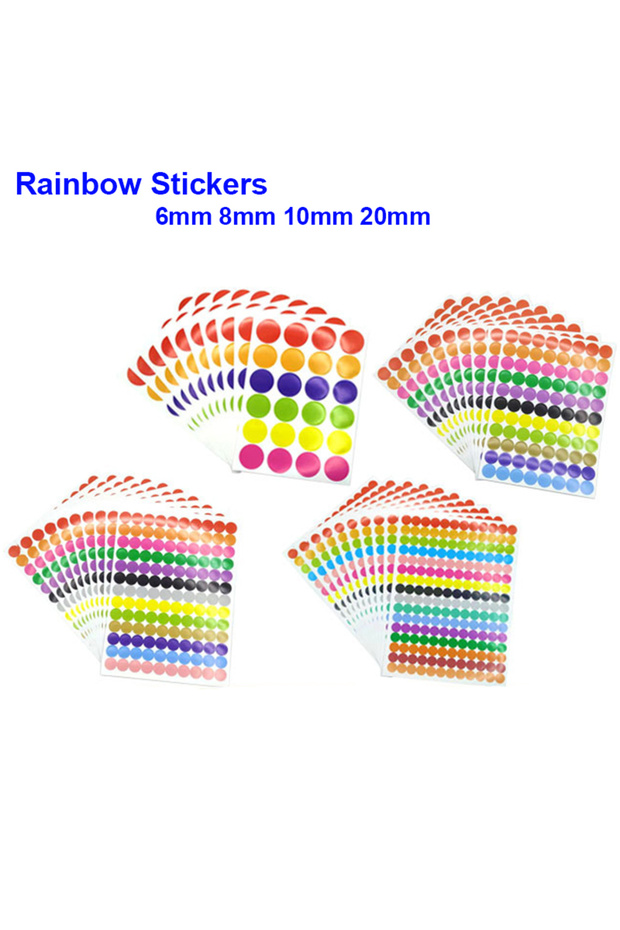 6mm 1920Pcs 6mm 8mm 10mm 20mm Round Spot Circles Sealing Stiker Paper Labels Coloured Dot Stickers A