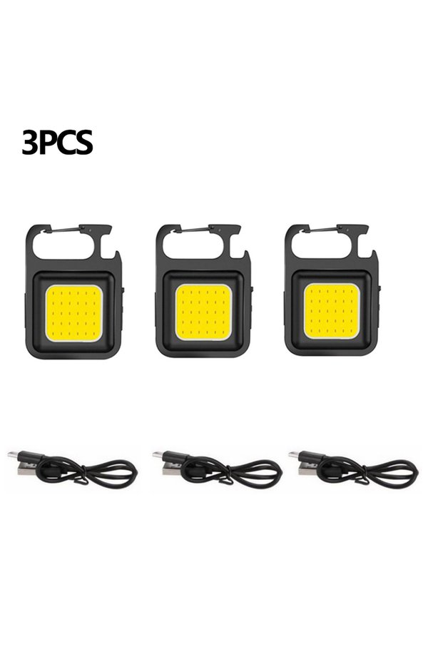 3pcs Portable Mini Super Bright COB Keychain Light 4 Lighting Modes Forwork Light Flashlight Chargin