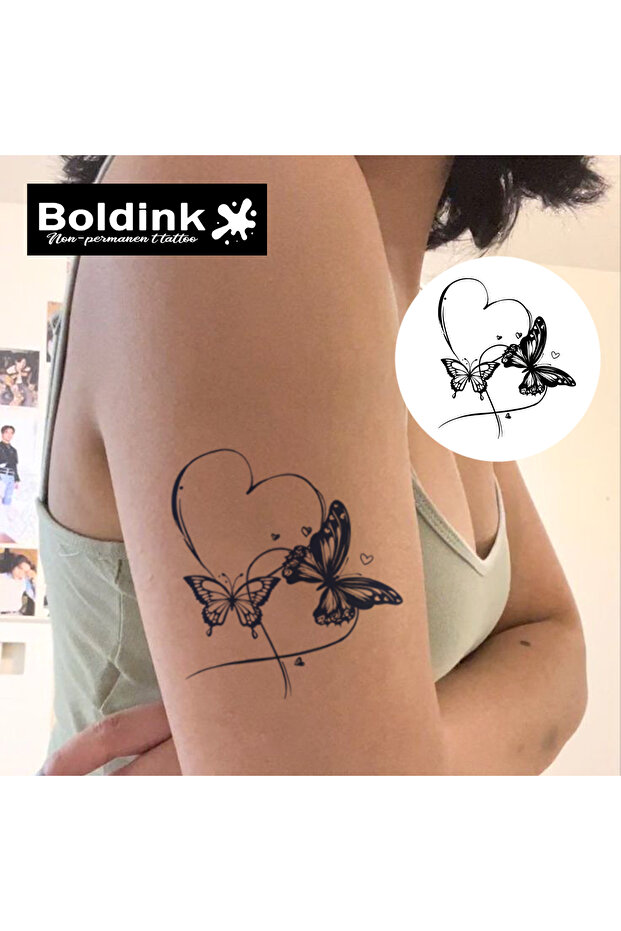 B249-0810M Boldink Butterflies and Heart Temporary Tattoo,Lasts To 15 Days New Technology Magic Wate