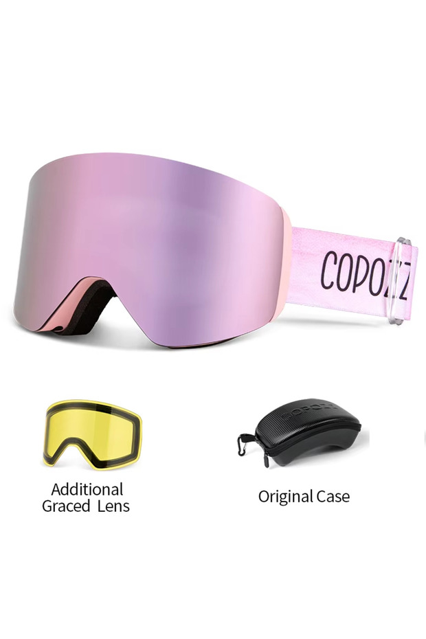 Champagne set COPOZZ Winter Professional Men Women Ski Goggles Set Magnetic Quick-Change Double Laye