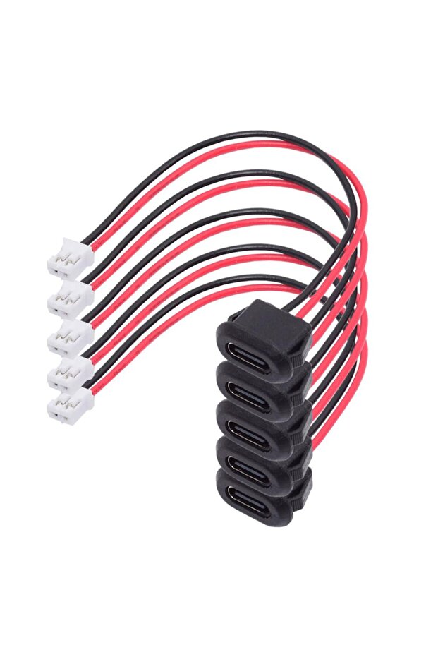 5pcs black 5pcs Type-C Female Chassis Waterproof 2P Solder Wire Type USB C Pigtail Cable USB-C Plug