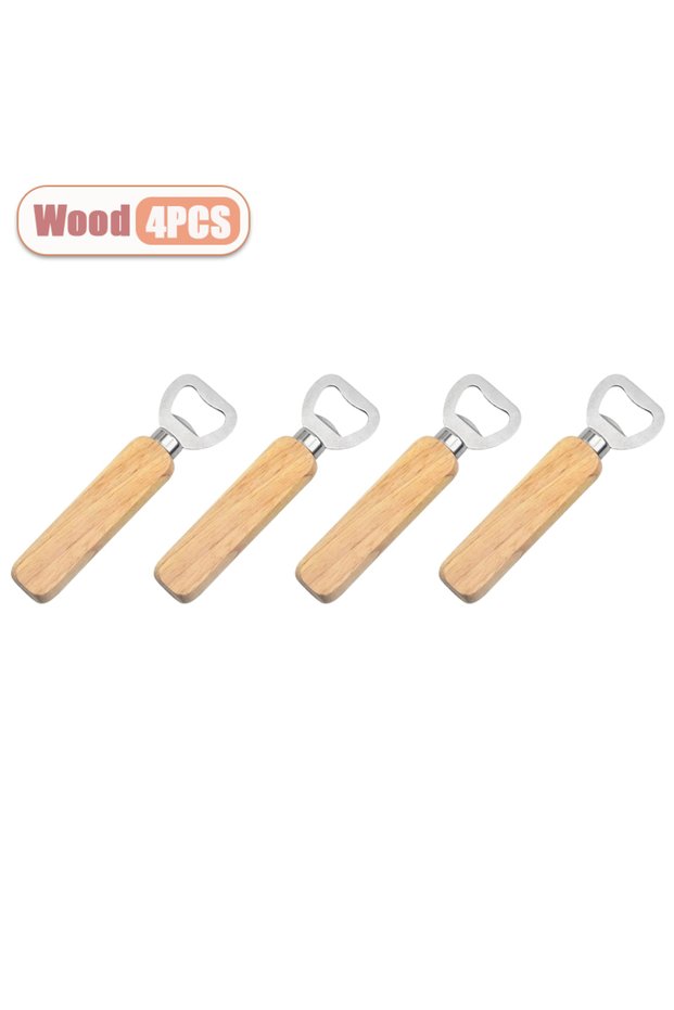 Wood-4PCS 1-30PCS Stainless Steel Wooden Bottle Opener For Home Kitchen Bar Restaurant Party Gift Ki