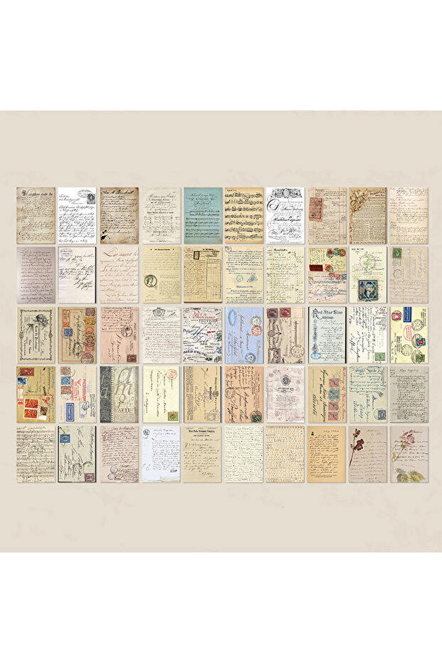 S21264-4 100pcs/book Dual-material Material Book Retro Memoir Series Mini 50 Pieces Non-repeatable T