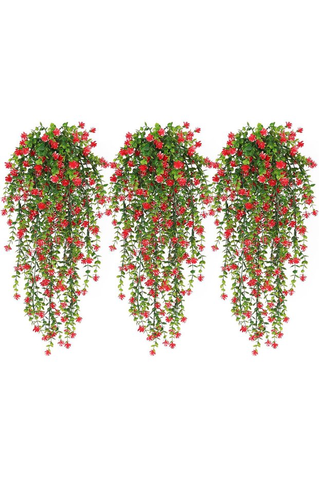 80cm Red 80CM Artificial Hanging Flower False Rattan Willow Rattan Flower Artificial Hanging planta