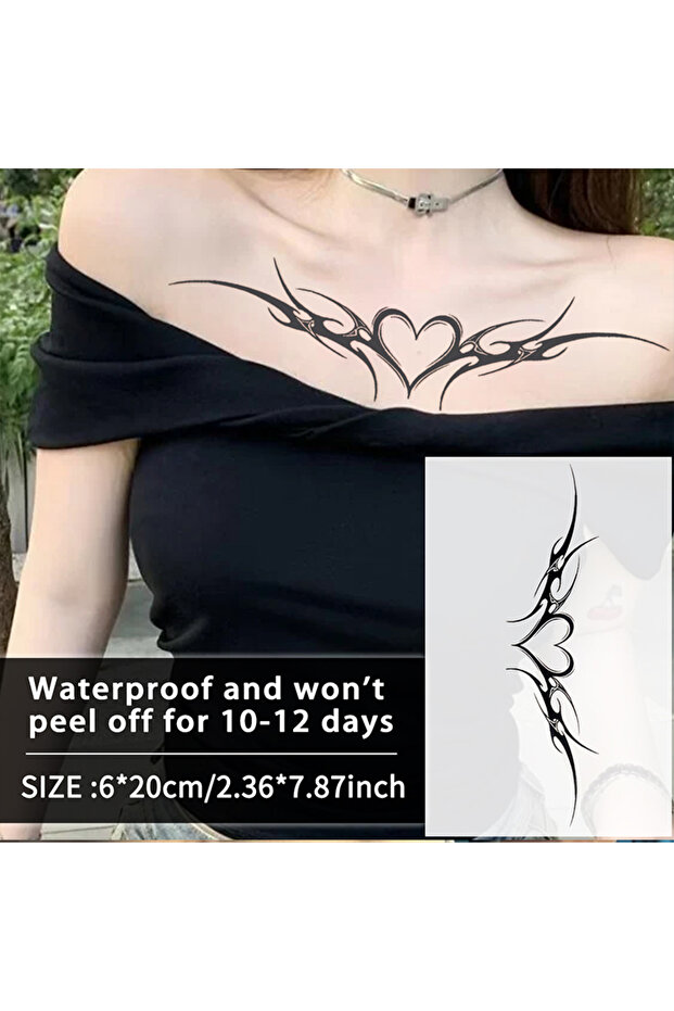 KJ124 1Pc Heart Succubus 1Pc Waterproof Temporary Tattoo Stickers, Long-lasting Waterproof for One t