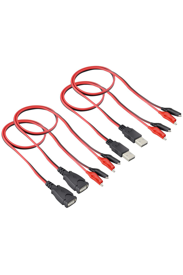 2pairs 2pairs Alligator Test Clips Clamp to USB Male and Female Socket Test Leads Connector Power Su