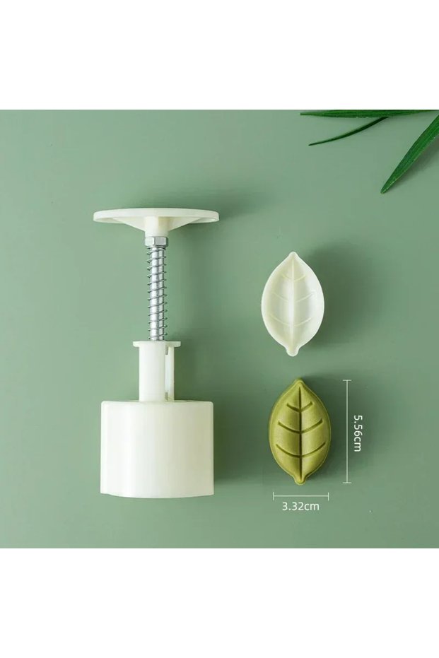 leaf A 30g Mooncake Mold Plastic Mooncake Mold Cookie Cutter with Leaf Stamp Hand Press Plunger Past