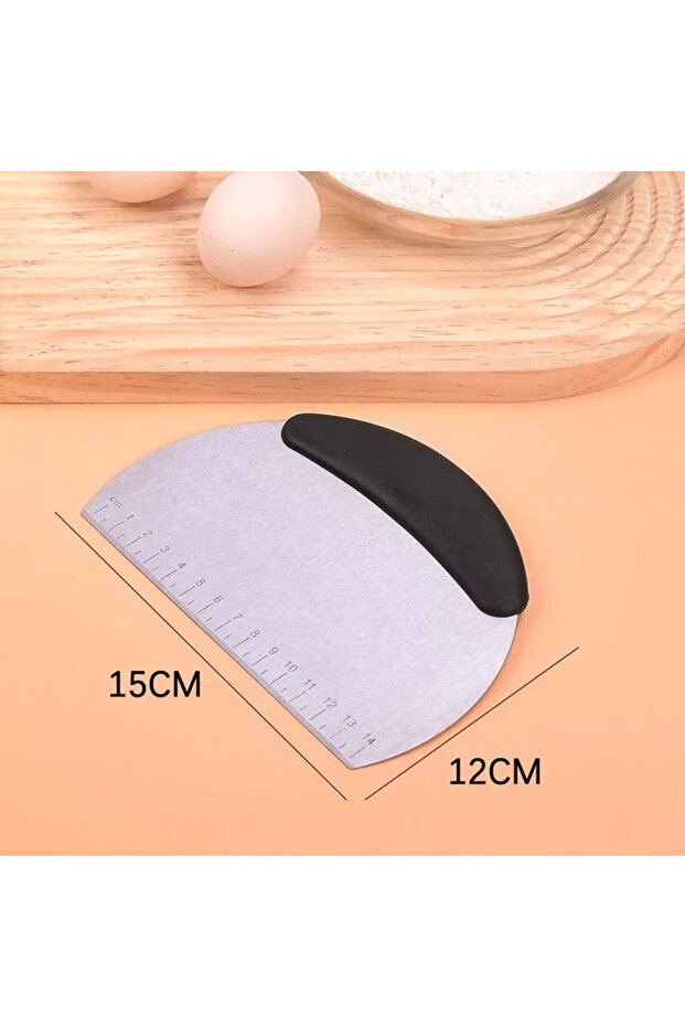 1PCS black-1pcs Stainless Steel Pastry Cutter Flour Pastry Scraper Chopper Scale Dough Pizza Cutter