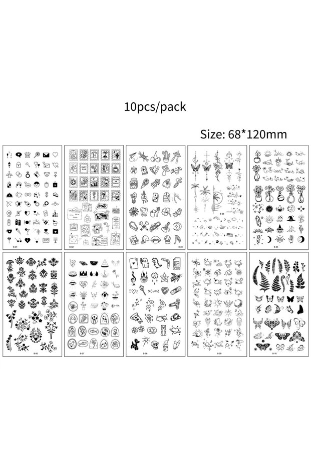 Set-402 10 Sheets Mini Finger Tattoo Sticker Waterproof Temporary Tattoos For Women And Men Hand Tat