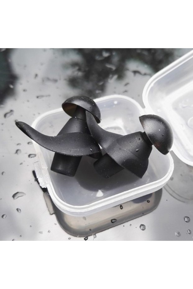 Black Earplugs Water Sports Swimming Accessories Silicone Soft Portable Dust-Proof Ear Plugs With Bo