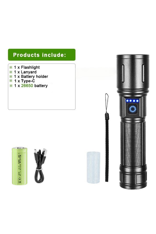 500W-26650 battery 2025 NEW Ultra Bright LED Flashlight 85000000LM Strong Light Tactical Torch Recha