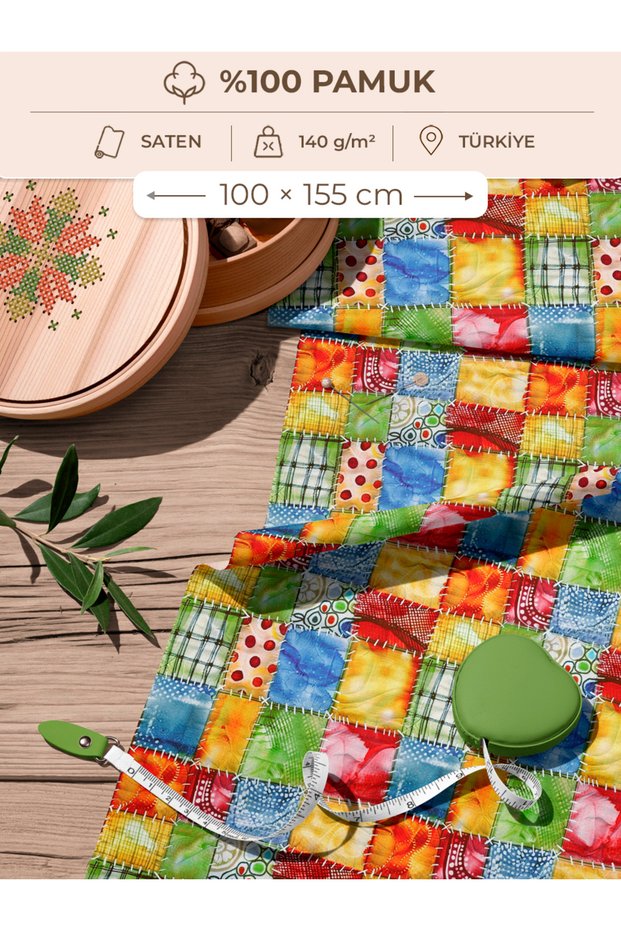 100% Cotton Satin Patchwork Fabric – 155×100 cm – for Sewing and DIY