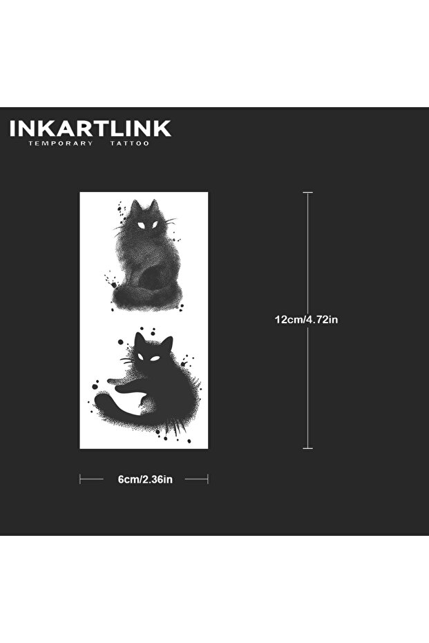 996-0612M Cat Temporary Tattoo,Lasts To 15 Days New Technology Magic Waterproof Semi Permanent Stick