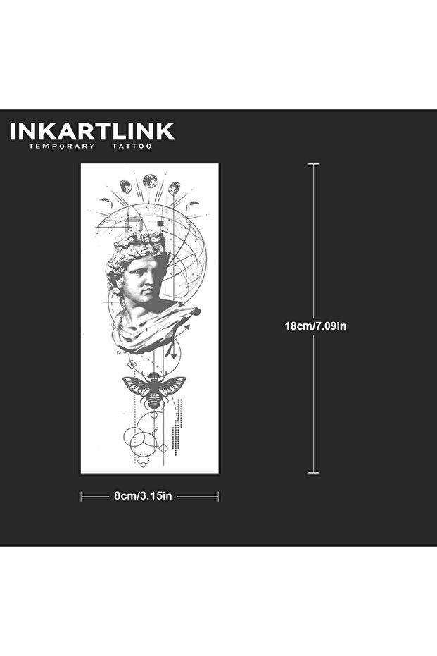 321-0818L Sculpture And Insect In Moonlight Temporary Tattoo,Lasts To 15 Days New Technology Magic W