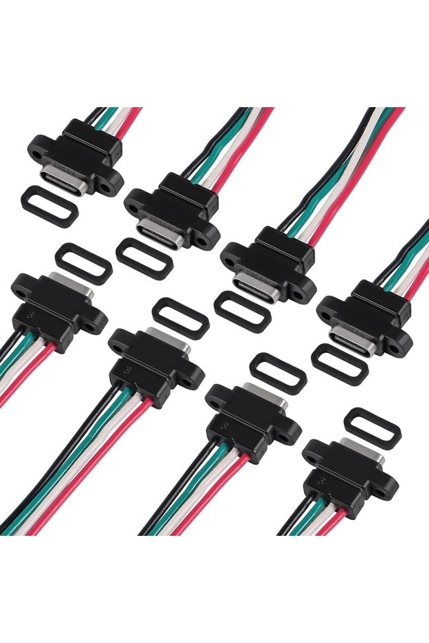 Female Insert 8pcs 4P 8pcs 8pcs USB Connector Type-C Female Chassis 4 Pin for DIY, Waterproof 4P Sol