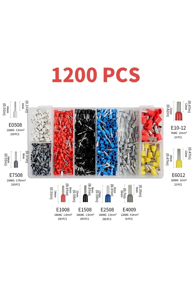 1200pcs with box 1200pcs Wire Ferrules Connectors Terminals Kit Plier Optional Insulated AWG 22-7 Wi
