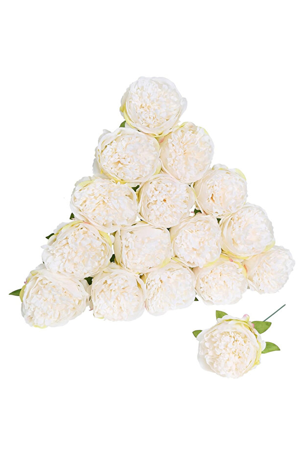 10Pcs Milk White 3/5/10Pcs 20cm Peony Artificial Flowers Heads With Stem for Home Room Decor Wedding