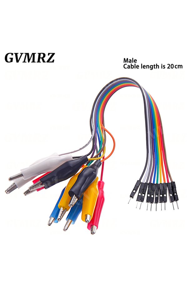Male head 20CM 20MM 30MM 10Pin Double-end Alligator Clips jump Wire Male Female Crocodile Clip Test