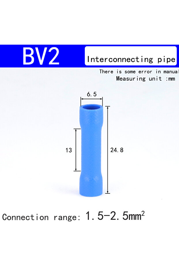 BV2-50pcs 100PCS red/blue/Yellow Butt Connectors Crimp 12-10/ 22-16 AWG Butt Connector Fully Insulat