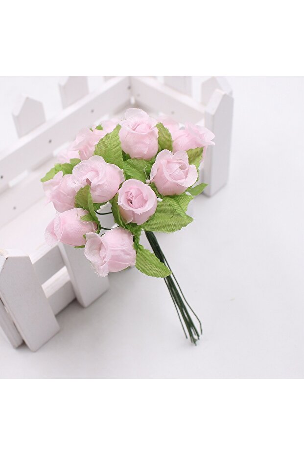 pink 12pcs/lot Artificial Flower 2cm Silk High Quality Rose Bouquet Wedding Decoration DIY Scrapbook