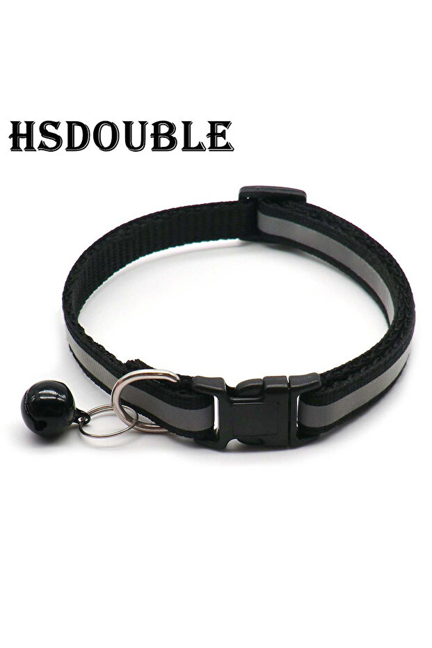 2X Black 2Pcs/Pack 12 Colors Reflective Adjustable Cats And Small Dogs Collars With Bells Pet Suppli