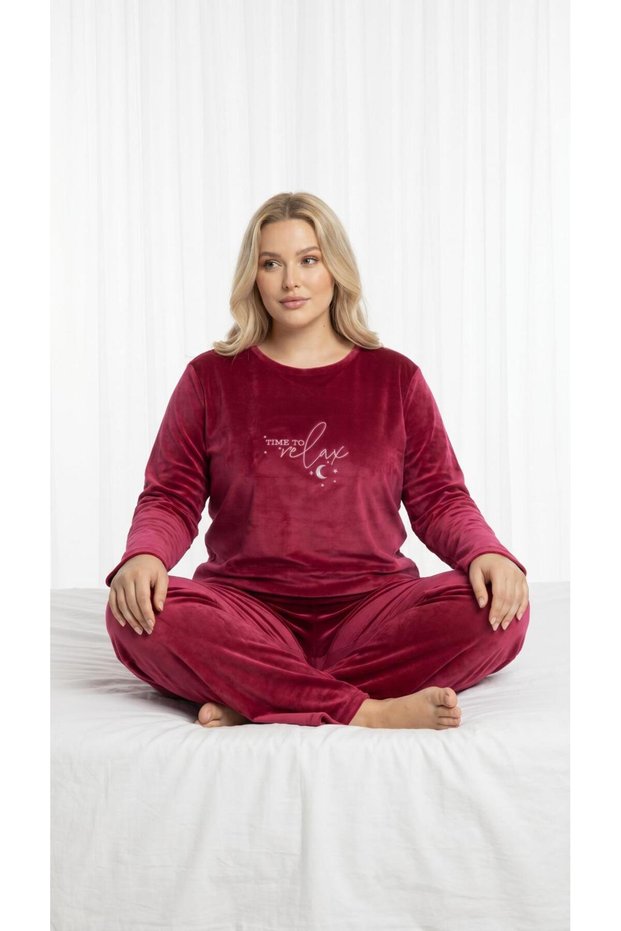 Women's Plus Size Velvet Winter Pajama Set