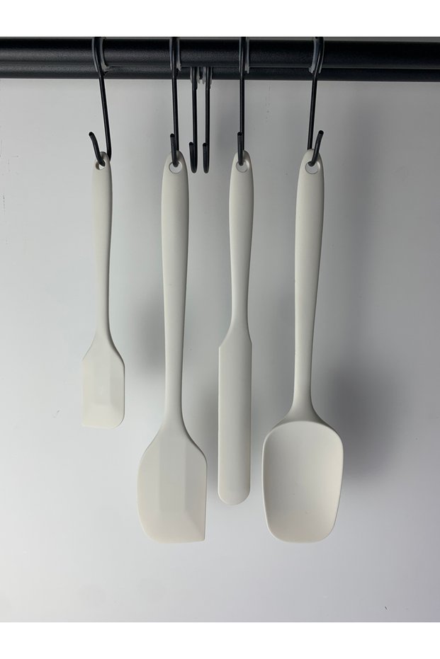 4PCS Beige 4-Piece Heat-Resistant Silicone Spatula Set - Kitchen Baking Utensils with Cream Scraper