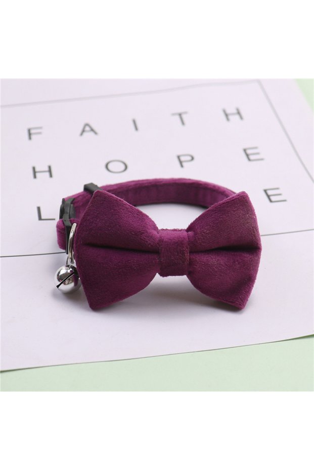 Purple Cats Collars New Pet Bow Bell Collars Cute Cat Collars Pet Supplies Multicolor Adjustable Pet