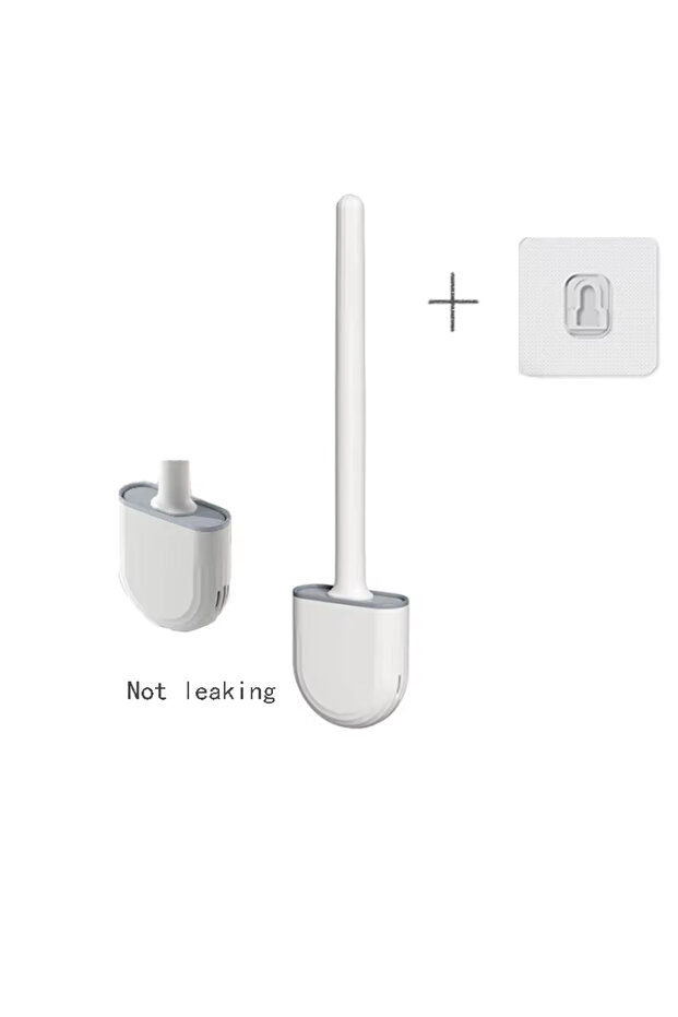 white Hanging Silicone Toilet Brush Cleaner with Long Handle Flexible Cleaner Bathroom Brush Quick D