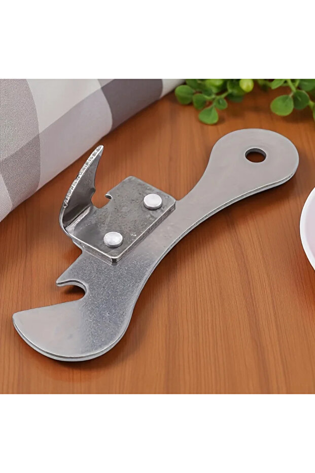 Silver A Stainless Steel Manual Can Opener, Multifunctional Can Opener with Ergonomic Grip, Integrat