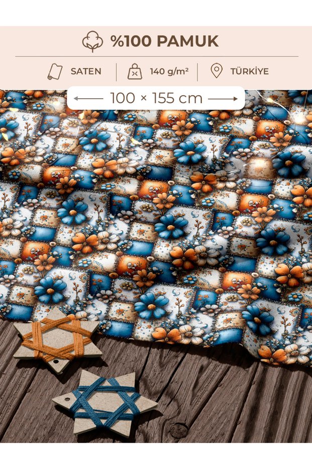 100% Cotton Satin Patchwork Fabric – 155×100 cm – for Sewing and DIY