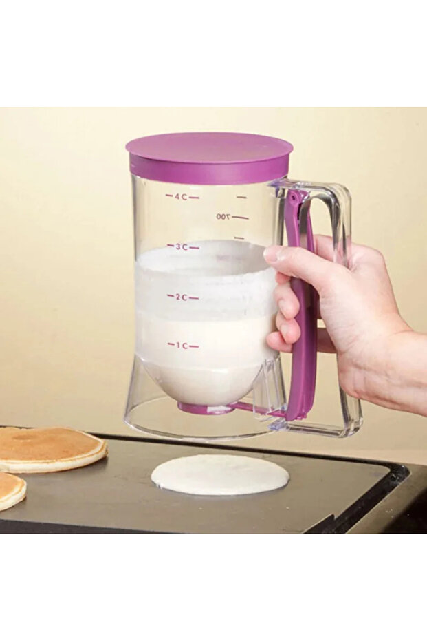 purple 1 piece 900ml handheld measuring cup funnel dough dispenser suitable for kitchen cooking with