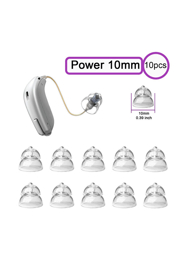 Power 10mm 10pcs - Hearing Aid Domes for Oticon Replacements, Minifit Power Domes (6mm/8mm/10mm/12mm