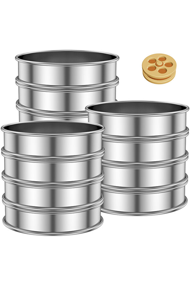 10CM 12pcs 12Pcs Crumpet Rings Muffin Rings Stainless Steel Nonstick Round Molds for Cake Cookie Coo