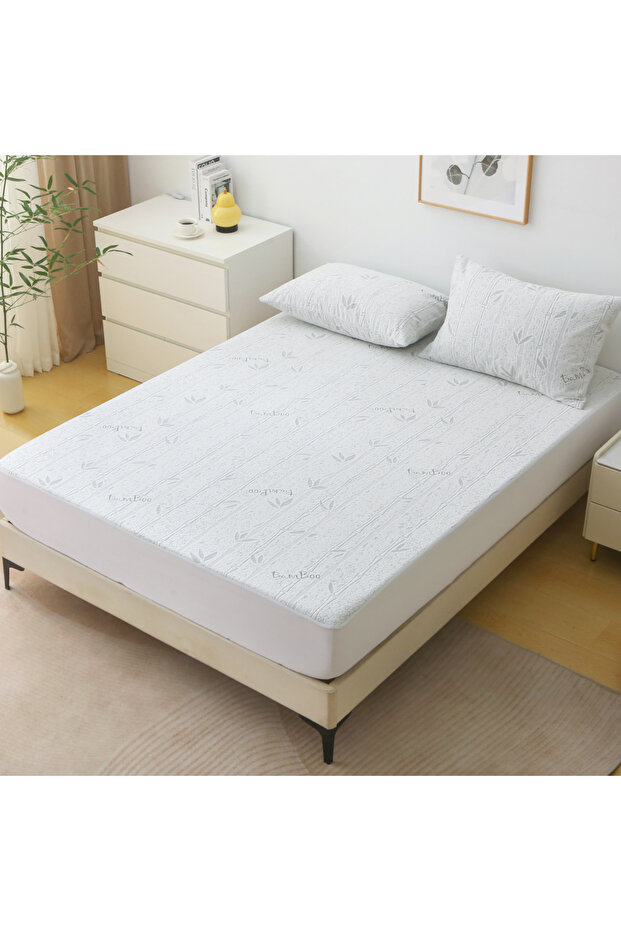 90x200cm Grey-bamboo 1pc Bamboo Mattress Protector, Breathable and Cooling Mattress Cover, 3D Air Fa