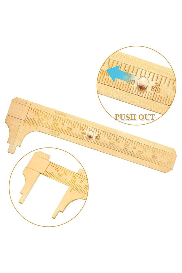 1 pc Vintage Brass Vernier Caliper Portable Pocket Caliper Mini Jewelry Measuring Tool Ring Size Mea