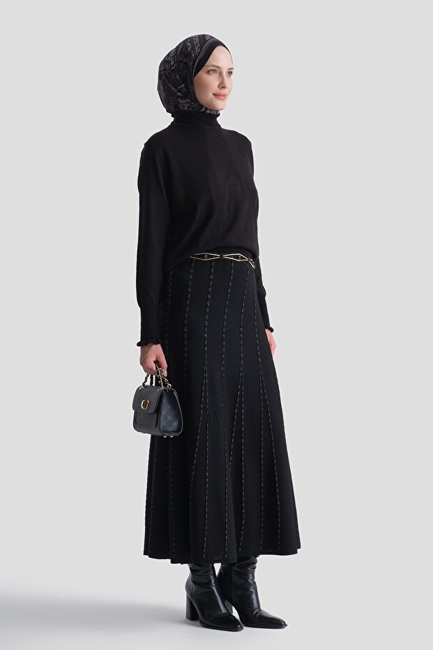 Ruffle Detailed Sweater Black