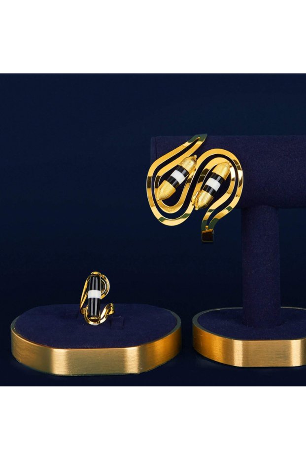Luxury 18K Gold Plated Bracelet and Ring Fashion Jewelry Set for Women