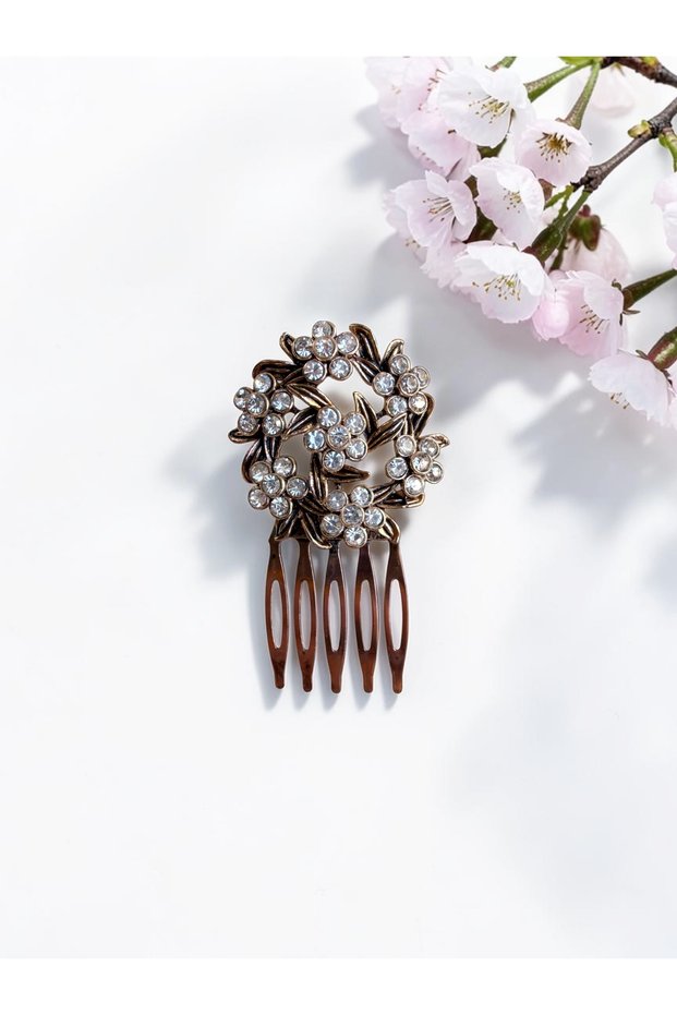 Vintage Comb Bun Buckle with Crystal Stone