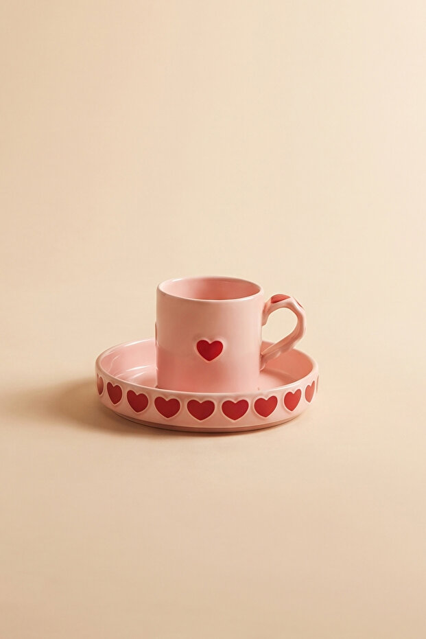 Sweetheart Heart Detailed Coffee Cup Set 90 ml